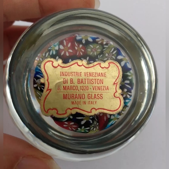 Vintage MURANO Di B. Battiston millefiori art glass paperweight Italy floral - Picture 6 of 7
